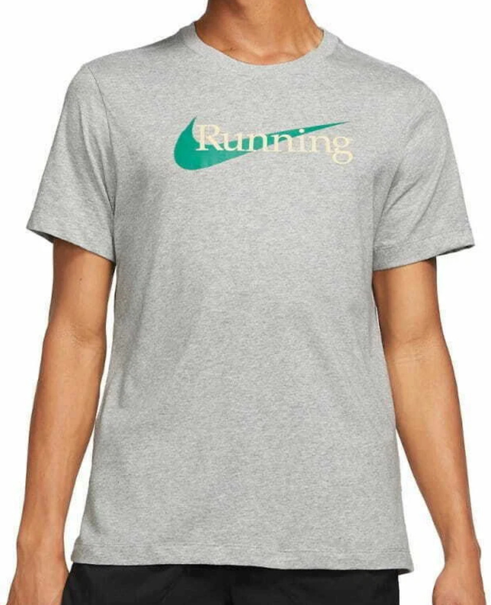 Nike Men’s Running Dri-Fit Standard Fit Breatheble T Shirt Silver Large Size NWT